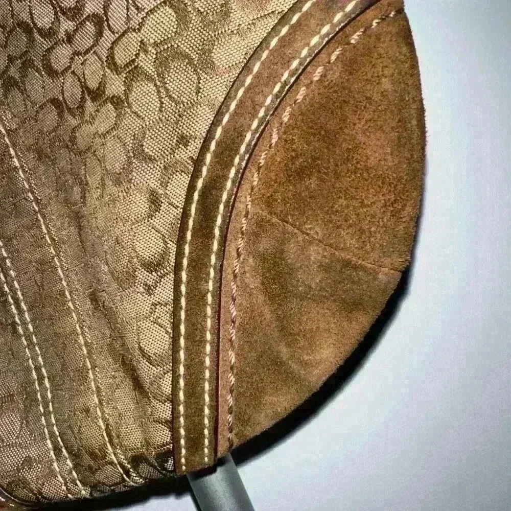 Coach Signature Crossbody Bag Jacquard Fabric & Leather Brown - Picture 6 of 16